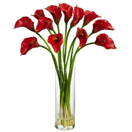 Vibrant Mini Calla Lily Silk Flower Arrangement