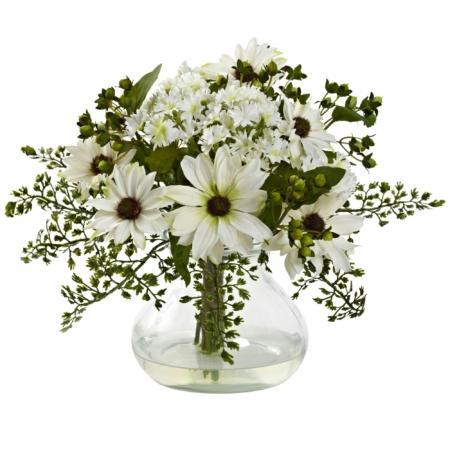 Beautiful Mixed Daisy Arrangement w-Vase