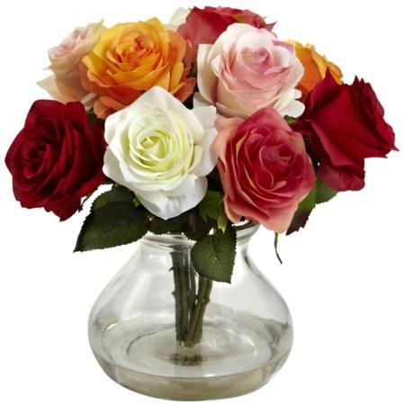 Colorful Rose Arrangement w-Vase