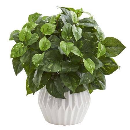 Gorgeous 16'' Pothos Artificial Plant in White Ceramic Vase