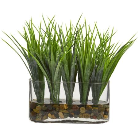 Dazzling Vanilla Grass Artificial Plant in Oval Vase