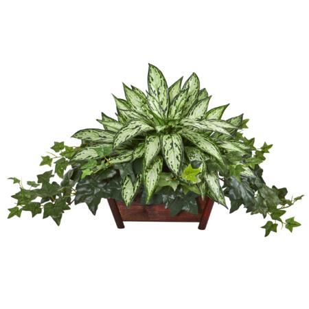 Dazzling Silver Queen and Ivy Artificial Plant in Decorative Planter