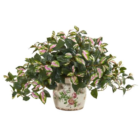 Beautiful Hoya Artificial Plant in Floral Print Planter