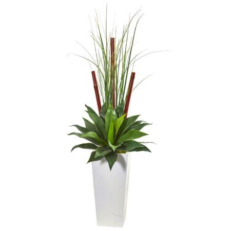 Beautiful 4.5' Giant Agave Succulent Artificial Plant in White Planter