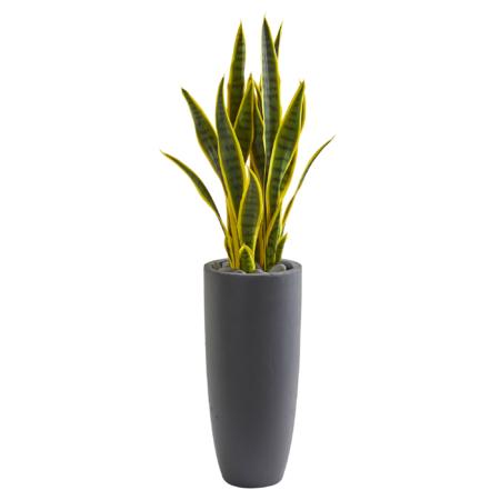 Gorgeous 3' Sansevieria Artificial Plant in Gray Bullet Planter