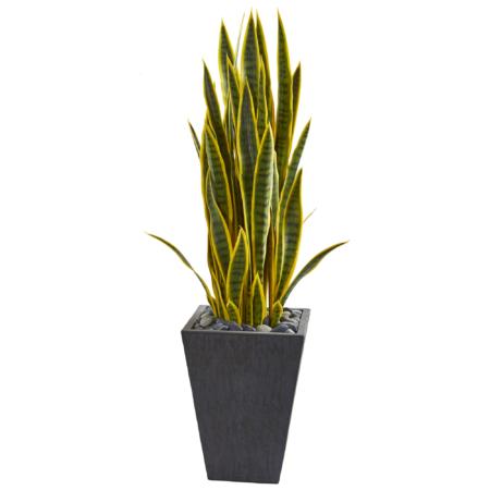 Dazzling 3.5' Sansevieria Artificial Plant in Slate Planter