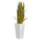 Captivating 4' Sansevieria Artificial Plant in White Tower Planter