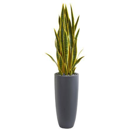 Stunning 4.5' Sansevieria Artificial Plant in Gray Planter