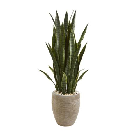 Captivating 3.5' Sansevieria Artificial Plant in Sand Colored Planter