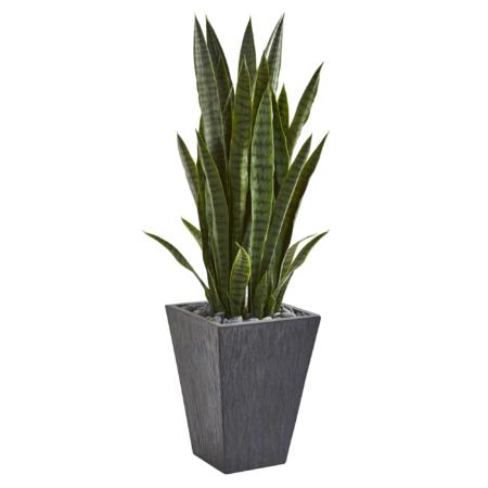 Captivating 45" Sansevieria Artificial Plant in Sate Planter