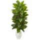 Gorgeous 63" Large Leaf Philodendron Artificial Plant in White Planter (Real Touch)