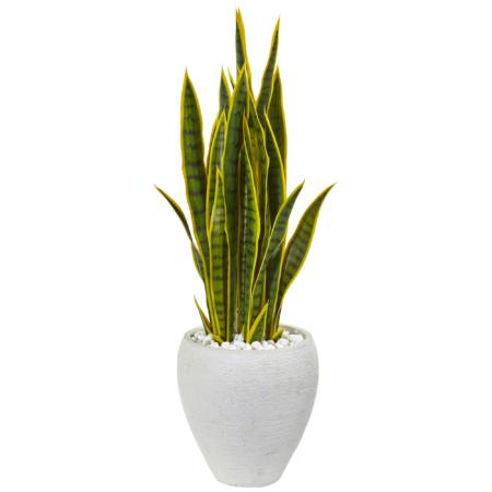 Gorgeous 33" Sansevieria Artificial Plant in White Planter