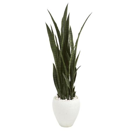 Stunning 51" Sansevieria Artificial Plant in White Planter