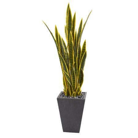 Beautiful 4.5' Sansevieria Artificial Plant in Slate Planter