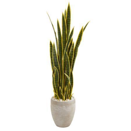 Beautiful 52" Sansevieria Artificial Plant in Sand Colored Planter