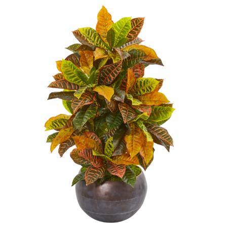 Radiant 37" Croton Artificial Plant in Metal Bowl (Real Touch)