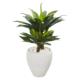 33" Double Agave Succulent Artificial Plant in White Planter