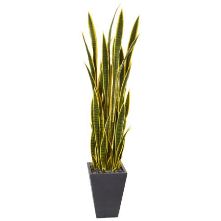 Dazzling 5.5' Sansevieria Artificial Plant in Slate Planter