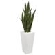 Stunning 4' Sansevieria Artificial Plant in White Tower Planter