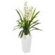 Beautiful 4.5' Cymbidium Orchid Artificial Plant in White Tower Planter