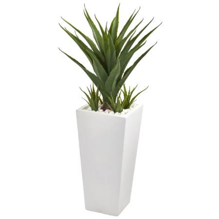 Gorgeous 40" Spiky Agave Artificial Plant in White Planter