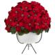 Vibrant 33" Grand Poinsettia Artificial Arrangement in White Vase with Metal Stand