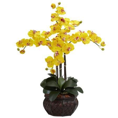 Radiant Phalaenopsis w-Decorative Vase Silk Flower Arrangement