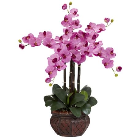 Vibrant Phalaenopsis w-Decorative Vase Silk Flower Arrangement