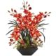 Vibrant Cymbidium Orchid with Black Vase