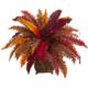 Radiant Autumn Boston Fern Artificial Plant in Metal Planter