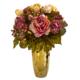 Beautiful 19" Peony Artificial Arrangement in Gold Vase