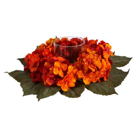 Radiant 14" Autumn Hydrangea Artificial Candelabrum Arrangement