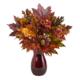 Vibrant 18" Maple Leaf and Berries Artificial Arrangement in Ruby Vase