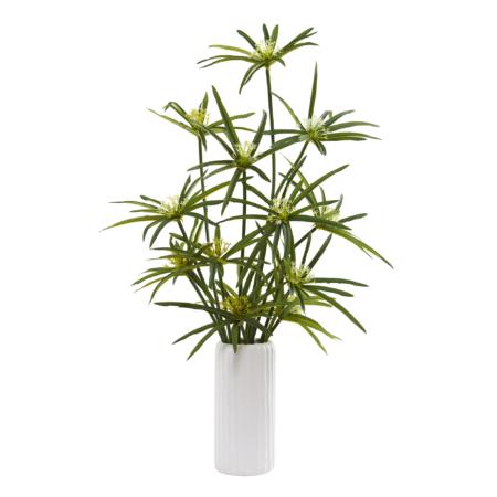 Beautiful 24" Cyperus Artificial Plant in White Planter