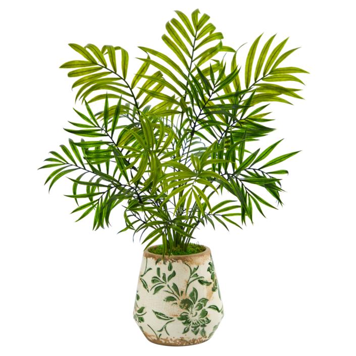 Stunning 18" Mini Areca Palm Artificial Plant in Floral Vase