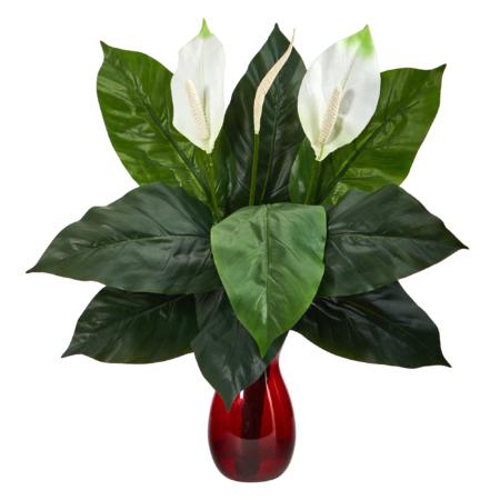 Beautiful 24" Spathiphyllum Artificial Plant in Ruby Planter