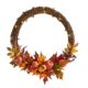 Vibrant 22" Pumpkin and Maple Artificial Autumn Wreath with 50 Warm White LED Lights