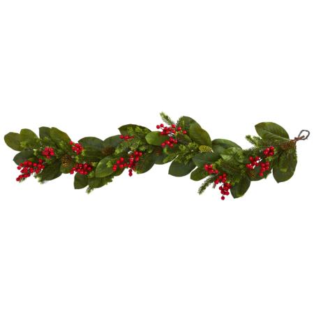 Vibrant 5' Magnolia Berry Pine Artificial Garland