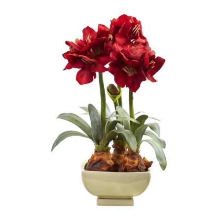 Vibrant Amaryllis Arrangement w-Vase