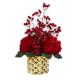 Vibrant 18" Hydrangea and Berries Artificial Arrangement in Gold Vase