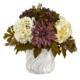 Stunning 15" Peony, Hydrangea and Dahlia Artificial Arrangement in Marble Finished Vase