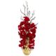 Vibrant Red Phalaenopsis Orchid Artificial Arrangement in Gold Vase