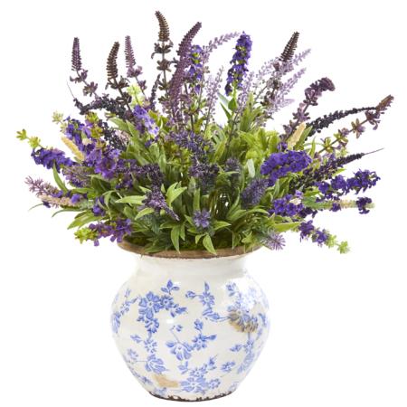 Stunning Lavender Artificial Arrangement in Floral Vase