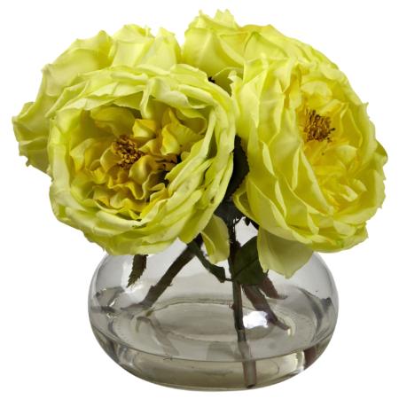 Beautiful Fancy Rose w-Vase Yellow