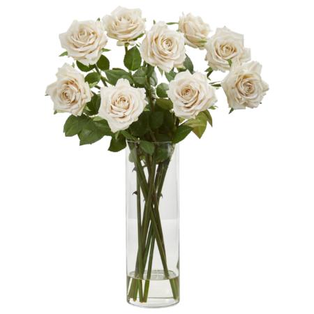 Beautiful 19" Rose Artificial Arrangement in Cylinder Vase