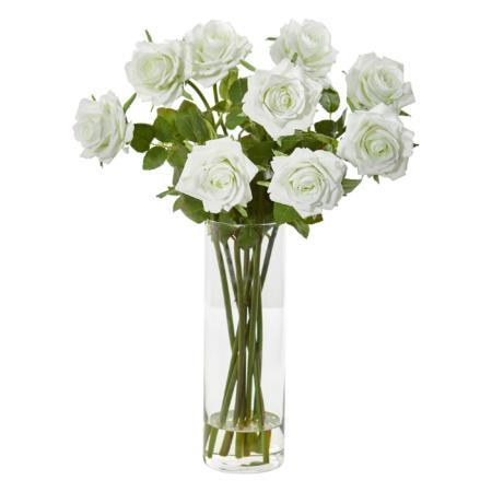 Stunning 19" Rose Artificial Arrangement in Cylinder Vase