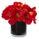 Vibrant 11" Amaryllis Artificial Arrangement in Glossy Cylinder