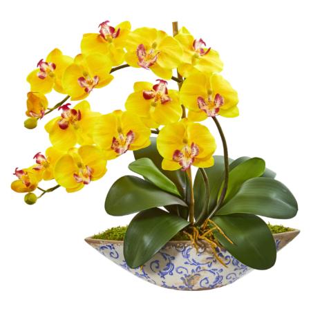 Radiant 16" Phalaenopsis Orchid Artificial Arrangement in Vase