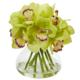 Beautiful 8" Cymbidium Orchid Artificial Arrangement in Glass Vase