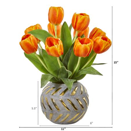 Radiant 15" Tulip Artificial Arrangement in Decorative Vase